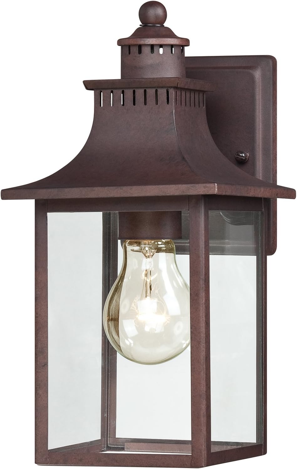 Quoizel Chancellor Outdoor Wall Lantern, 11.5 Inch 1-Light Vintage Wall Sconce, Copper Bronze Lantern Wall Light, Clear Glass, Outside Lights for Patio, Porch, Front Door, Garage, Deck & Backyard