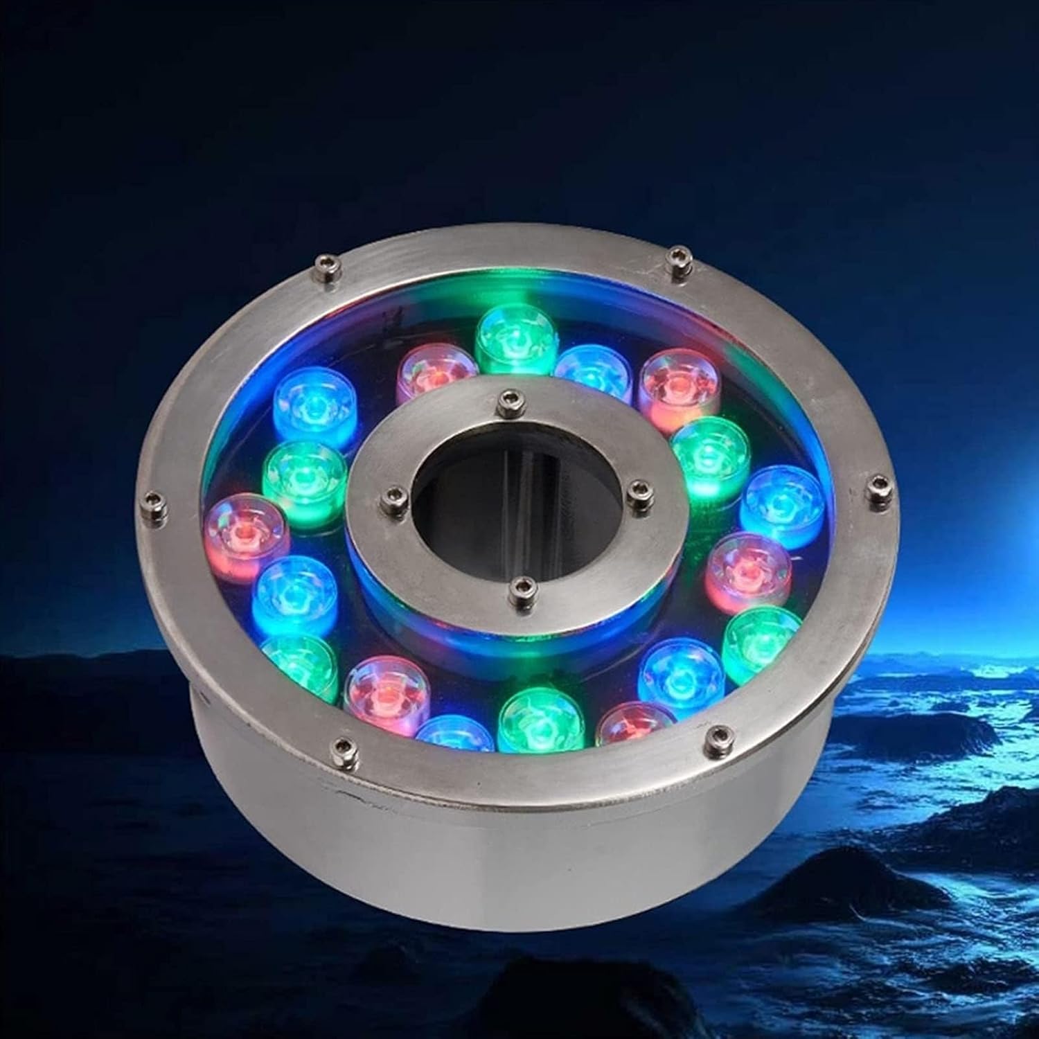 LED Ring Fountain Light - Underwater Pool Light, IP68 Recessed Lights, 12V Waterproof Pond Ring Fountain Lights, Lighting Rings Fountains Lighting for The Garden(Blue,24W)