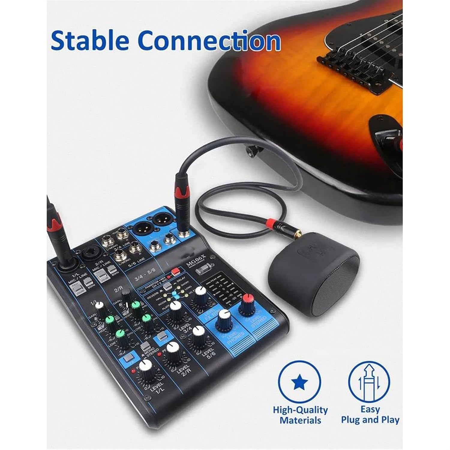 Pro Audio Cable 6.5mm Guitar Cable Male to Male 1/4 Inch Cord for Guitar Electronic Mixer Speaker Amplifier Cables(TS,10m)