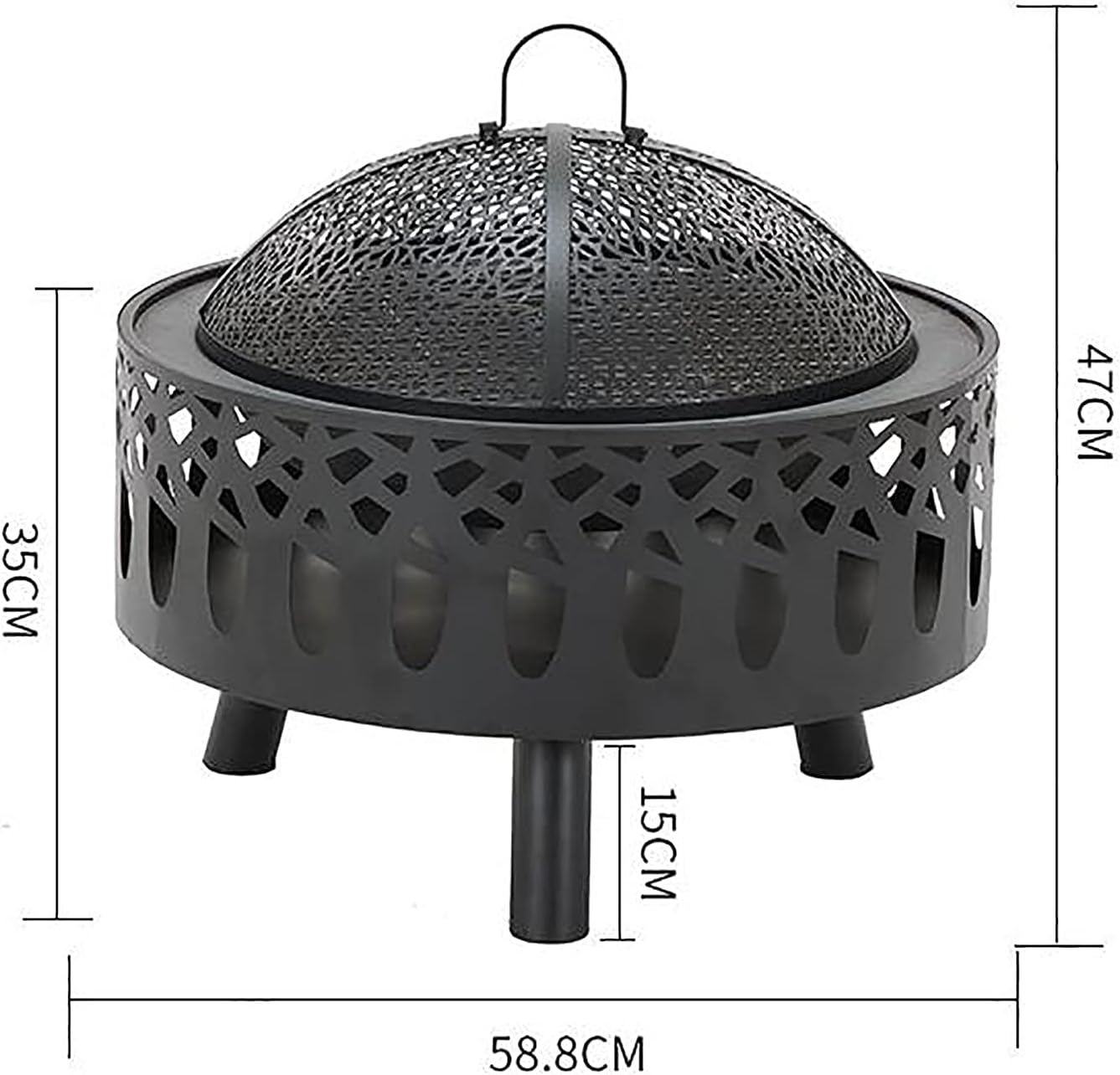 Patio Heaters Fire Pit with BBQ Grill Shelf Log Wood Charcoal Burner Brazier 58.8CM Diameter Fire Pit for Outdoor