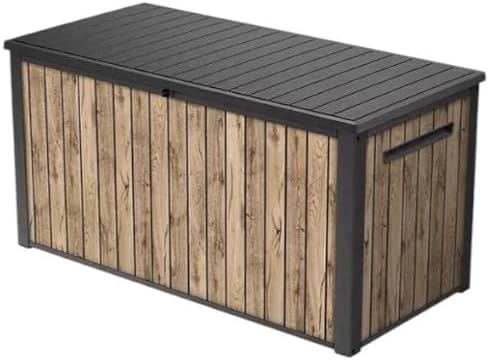 Outdoor Storage Deck Box, 170 Capacity, 27.7L x 57W x 29H inches (Ash Wood Brown)