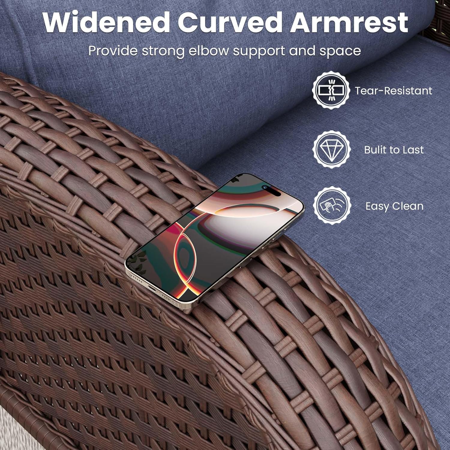 10 Pieces Patio Furniture Sets with Fire Pit Table, Wicker Rattan High Back Outdoor Swivel Rocking Chairs Set with 3-Seat Couch, Ottomans and Side Table