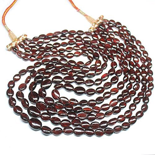 Natural Red Garnet Smooth Oval Gemstone Loose Spacer Craft Beads Strand Necklace 20