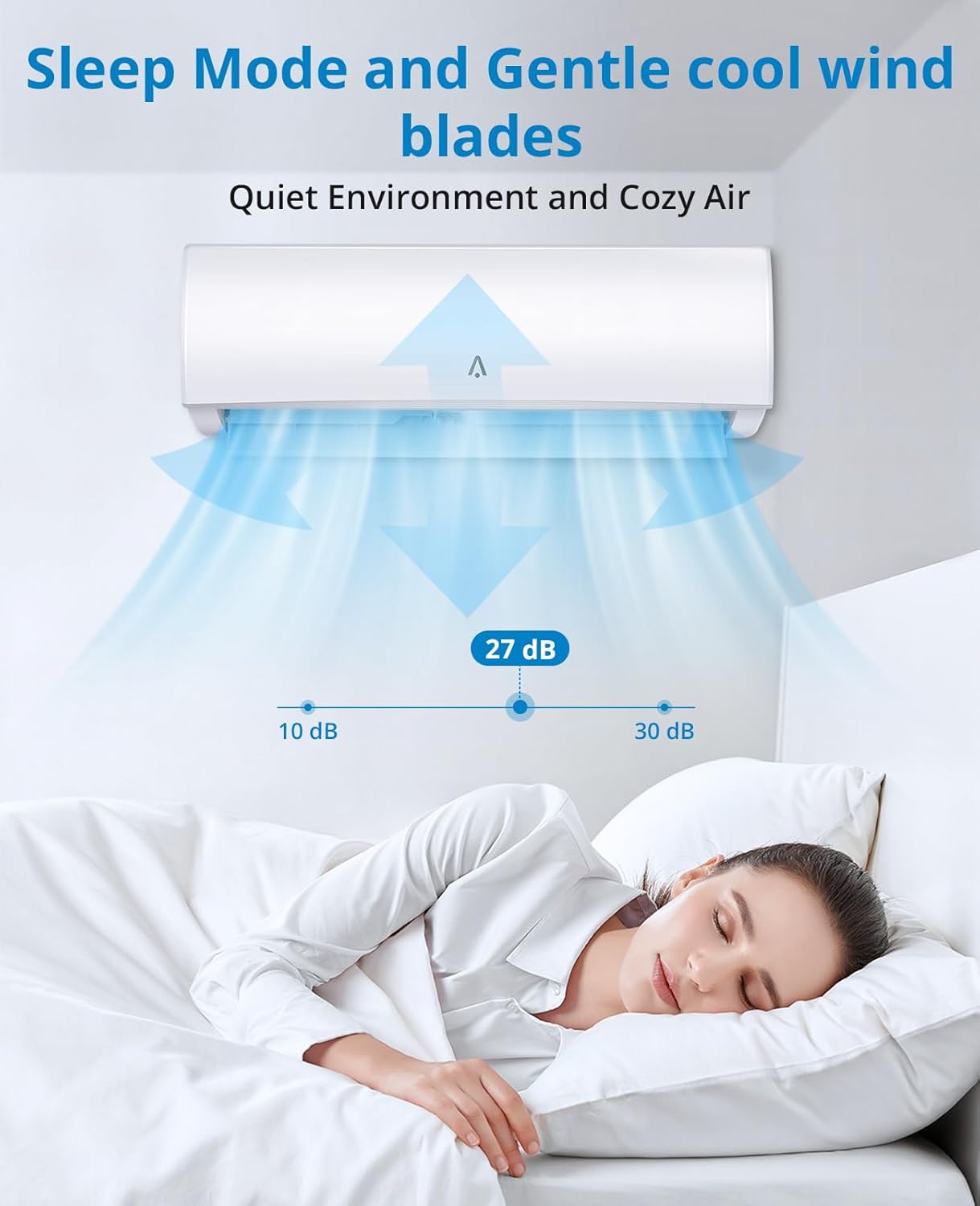 Zstar 9,000 Btus Mini Split AC, 19 SEER2 Wall Mounted AC with Heat Pump & Installation Kits, Ductless Inverter Split-System Air Conditioners Cools up to 450 Sq.Ft, WIFI and Remote Control, 115V