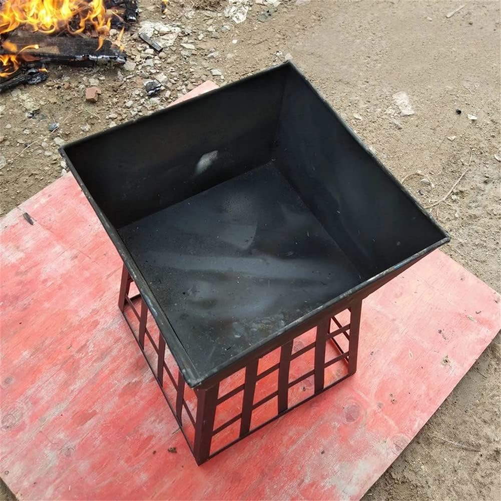 Outdoor Brazier Outdoor Garden Metal Charcoal Fire Pit Camping Fishing BBQ Burner Bowl Multifunction Stove Barbecue Grill Stand (Color : Black Size : 33x33x48cm) (Black 33x33x48cm)