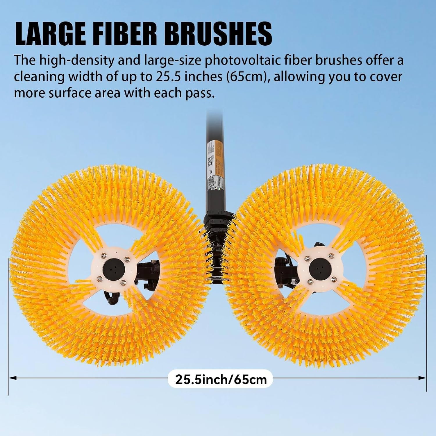 Electric Solar Panel Cleaning Tool, Household Water-Fed Pole Kit, Electric Photovoltaic Panel Cleaning Equipment Brush, 2 Round Brushes, Solar Cleaner Robot,7.5M-MainsElectricity