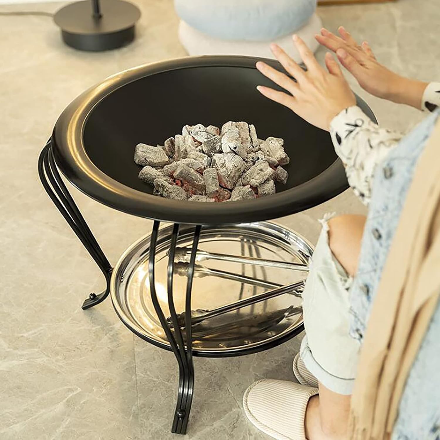 Backyard Patio Garden Stove Wood Burning BBQ Fire Pit with Spark Screen Cover,Poker,Fire Pit Cover,Grill for Campfire Bonfire