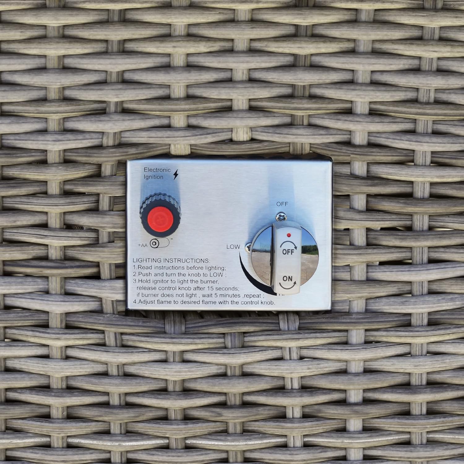 Abbyson Living Corbin Fire Table, Beige Fabric, Beige Frame and Charcoal Top