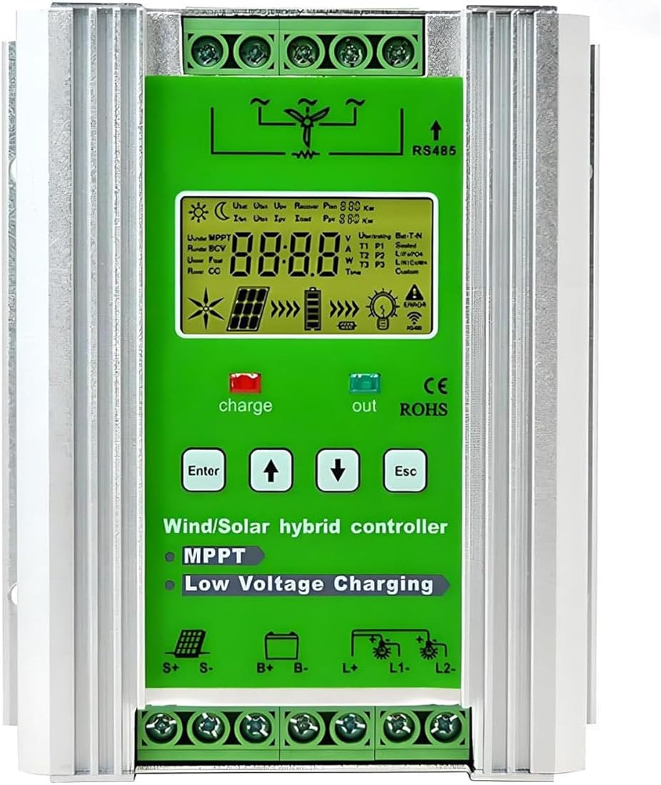 Wind Solar Hybrid Charge Controller,12v/24v/48v Mppt Boost Controller,with Booster Function,Voltage Automatic,for Winds Turbine,Solars Panel,Wind Solar Supplementary Systems 10000W