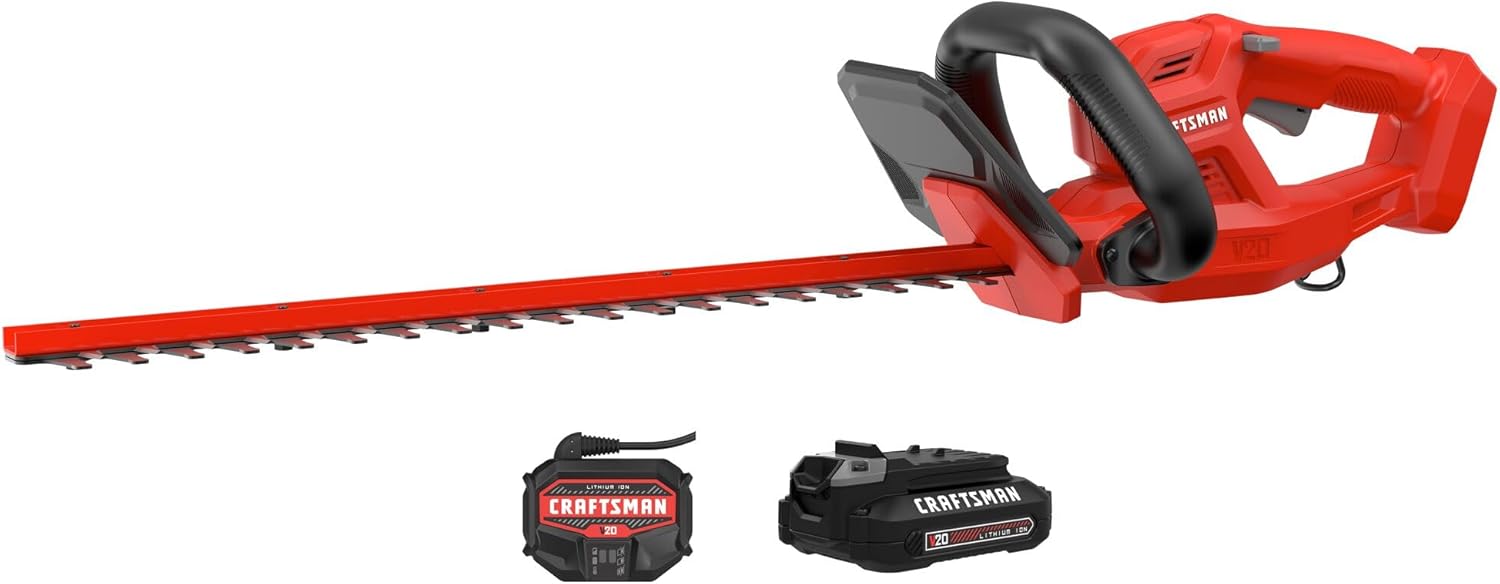 CRAFTSMAN V20 Cordless Hedge Trimmer, 20 inch, Battery and Charger Included (CMCHT810C1)