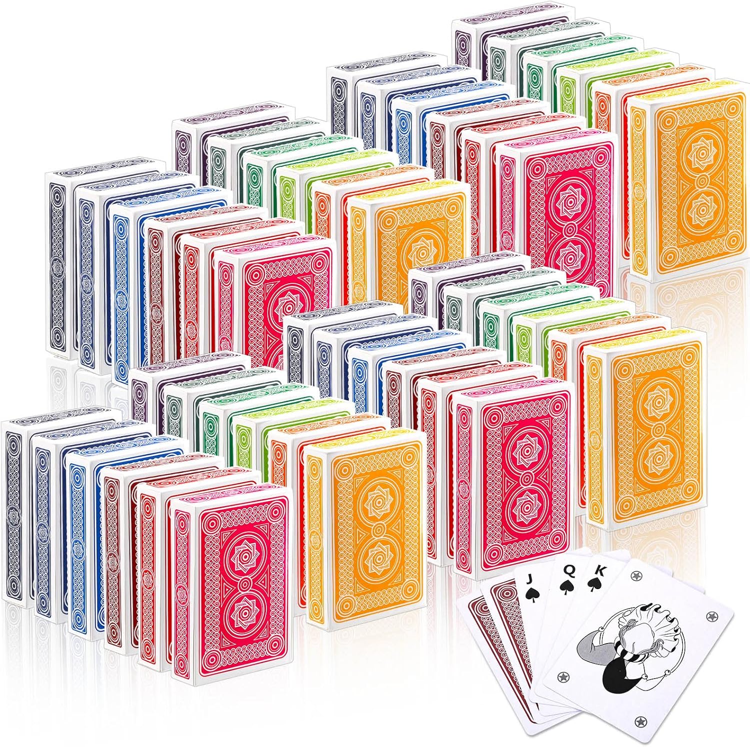 Zubebe 60 Pcs Playing Cards, Deck of Cards Bulk in Poker Size, Standard Playing Poker Decks for Kids Adults Activities Party Supplies Games (Hexagram Style)