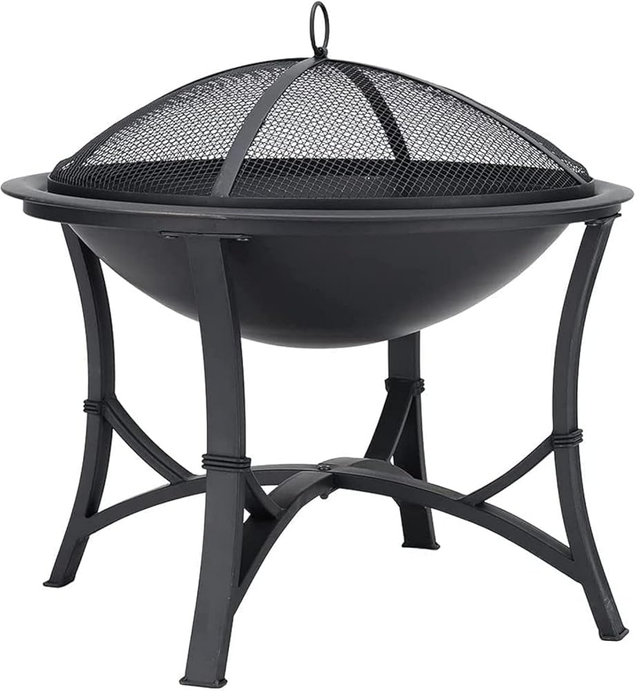 Garden fire Pit with Grill Shelf Outdoor Fire Bowl Charcoal Wood Burner