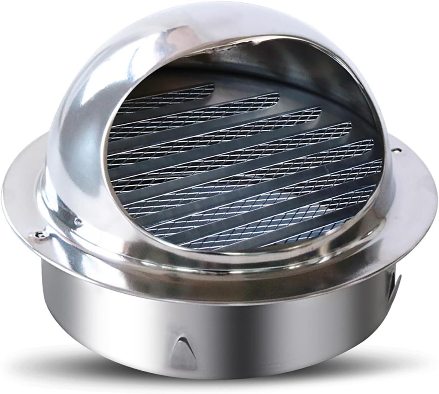 Ventilation Grill Hood Ducting Vent Cowl - 304 Stainless Steel Air Dryer Vent Cover, Round Wall Outlet Hood for Home, Wall Air Soffit Vents with Built-in Screen Mesh (300mm)