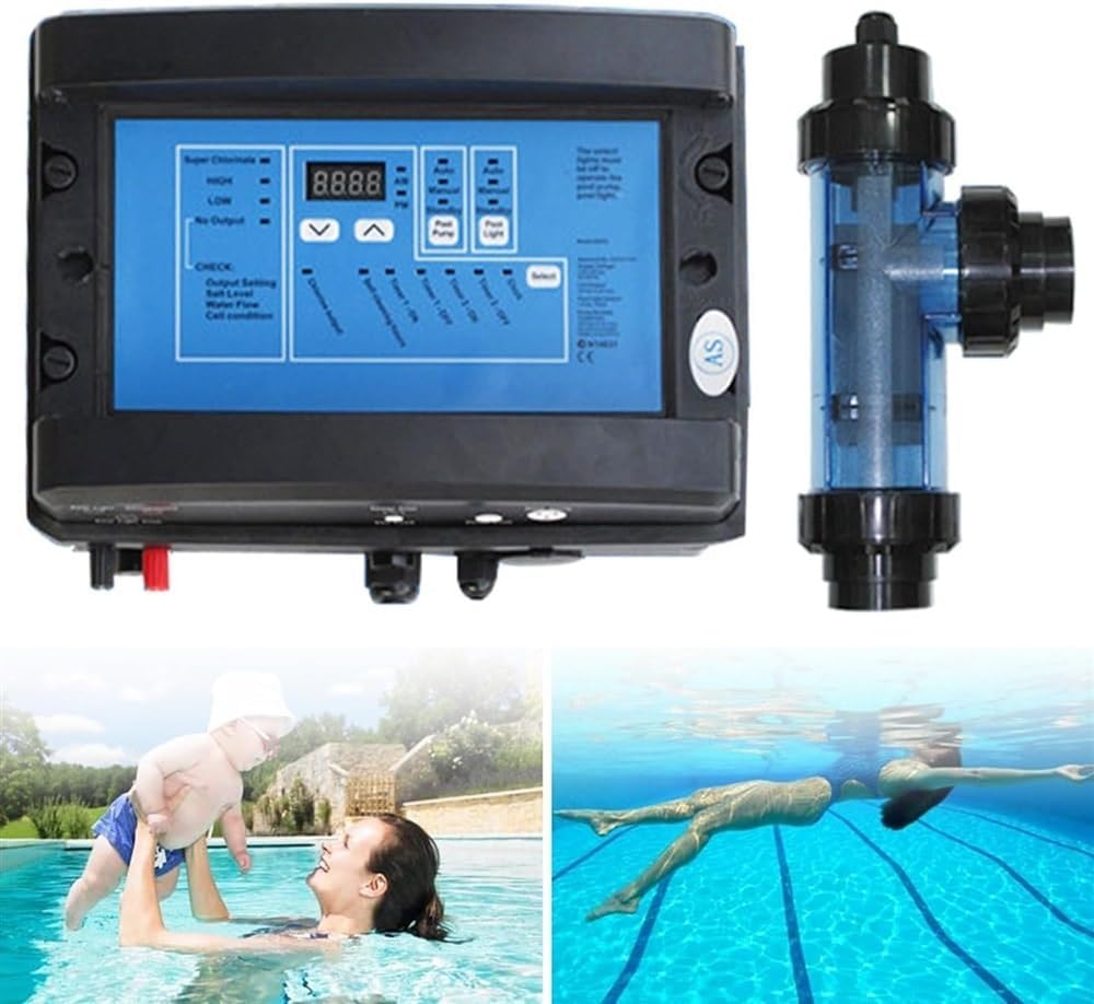 Salt Water Pool Chlorinator System, 15/20/30/50 g/h Saltwater Pool System, Salt Cell Suitable for 25000 Gallon Pools, Saltwater Chlorine Generator System for Home Pool,50g/h (Size : 50g/h)