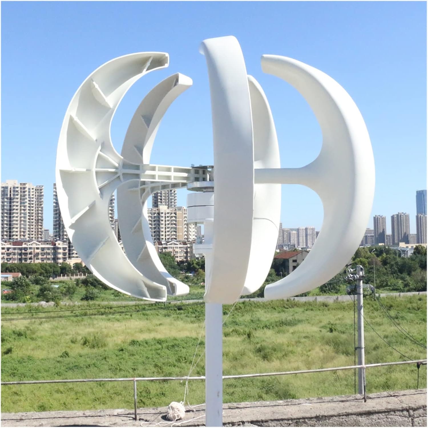 Wind Turbine, 1000W Vertical Axis Wind Turbine Generator 1KW 12V 24V 48V with MPPT Controller Small Low Noise Windmill for Streetlights(White with Control,48V)