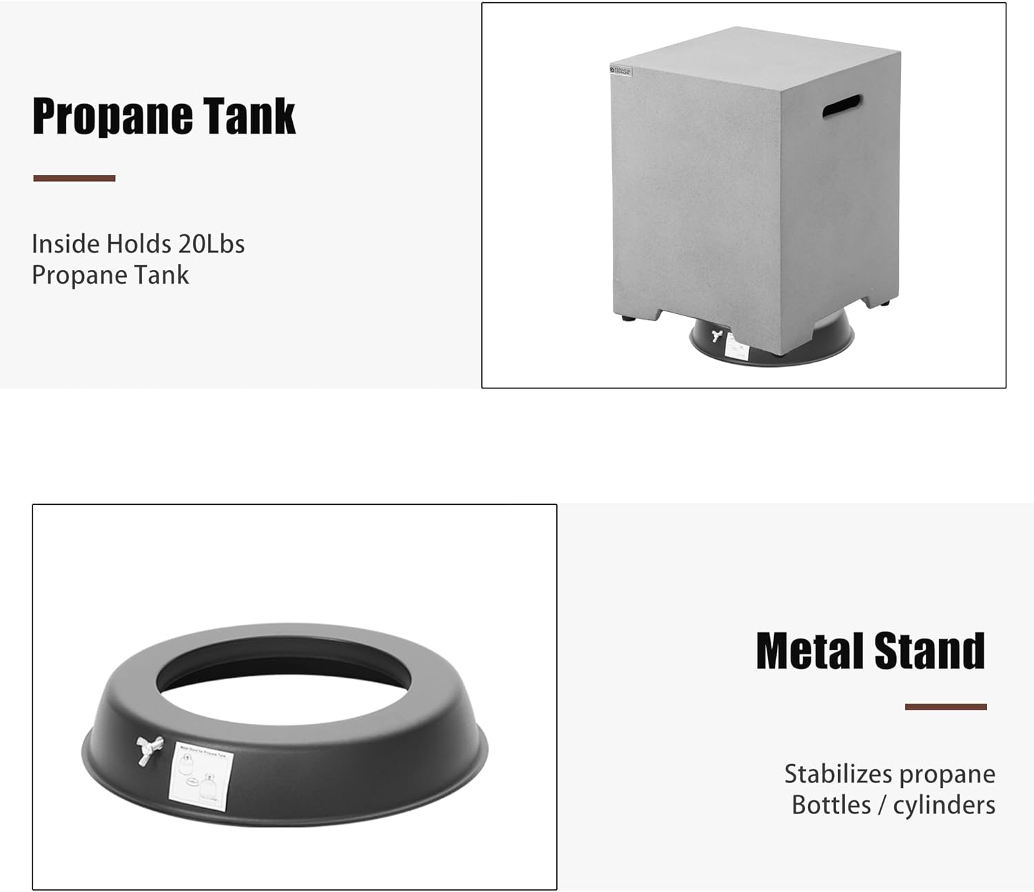 3-Piece Concrete Outdoor Propane Gas Fire Pit Table, Rectangular Outdoor Propane Fire Pit Table with Tank, Stainless Steel Burner, Wind Guard, Rain Cover for Outdoor Garden, Pool (56IN)