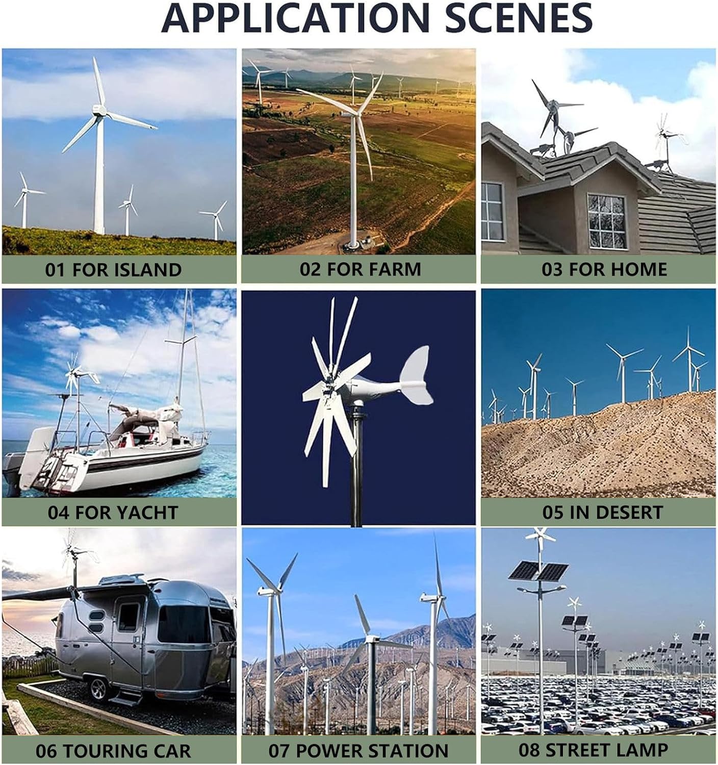 Wind Turbine Generator Kit, 14000W, 12V/24V/48V/110V/220V with 8 Blade, with MPPT Controller, Wind Power Generator for Marine, RV, Home, Windmill Generator Suit for Hybrid Solar Wind System,48V
