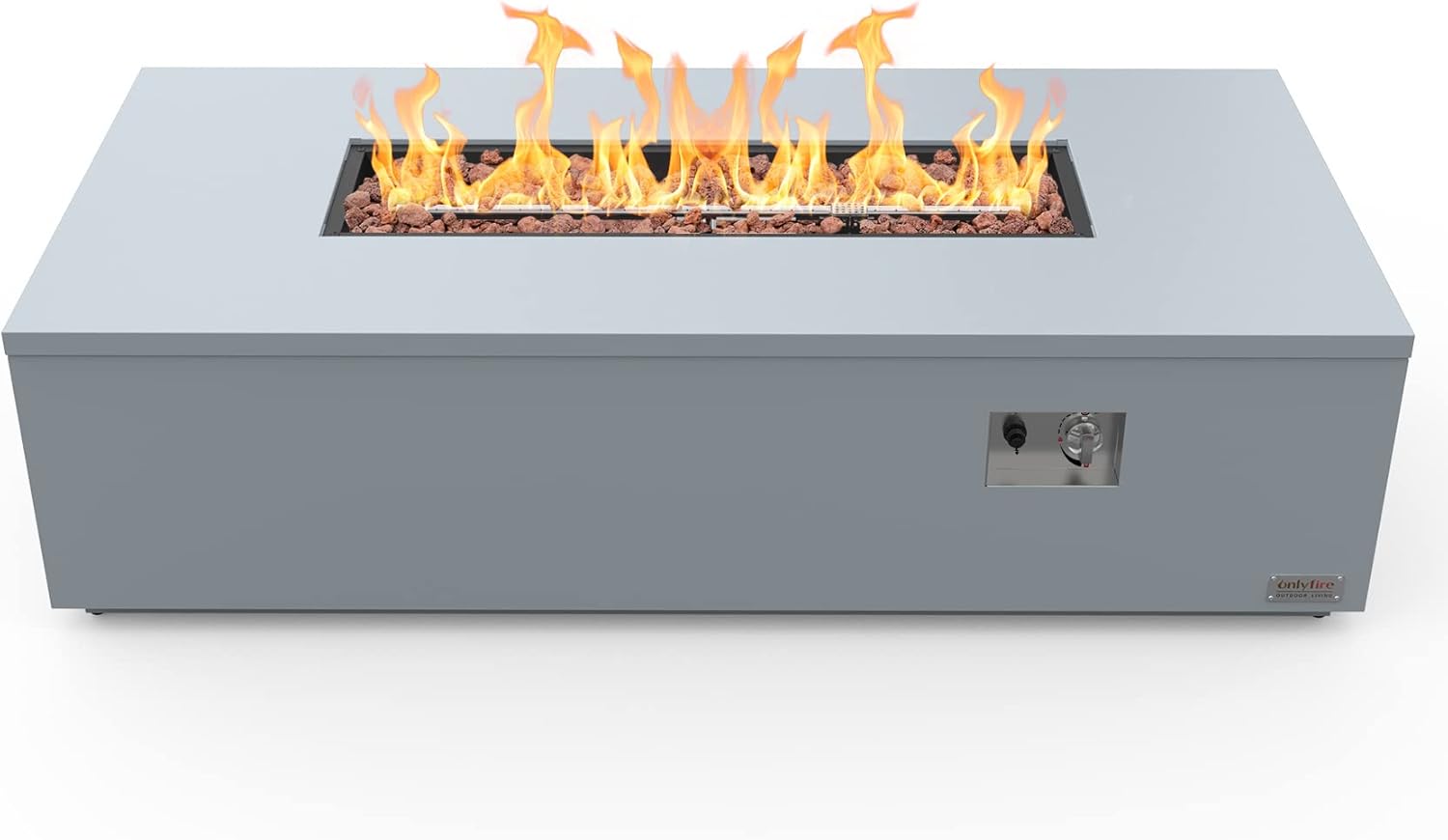 Onlyfire Premium 60” Outdoor Fire Pit Table with Lava Rocks& 12FT Hose, Large Propane Gas Firepit, Smokeless Fireplace 60,000BTU, Flame Adjustable for Backyard Patio Bonfire Party, Iron Patio Heater