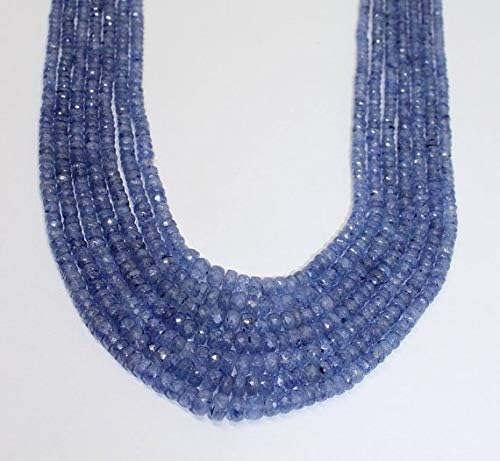 JEWELZ multi strand natural blue sapphire faceted rondelle gemstone necklace/september birth stone beads jewelry unique gift necklace