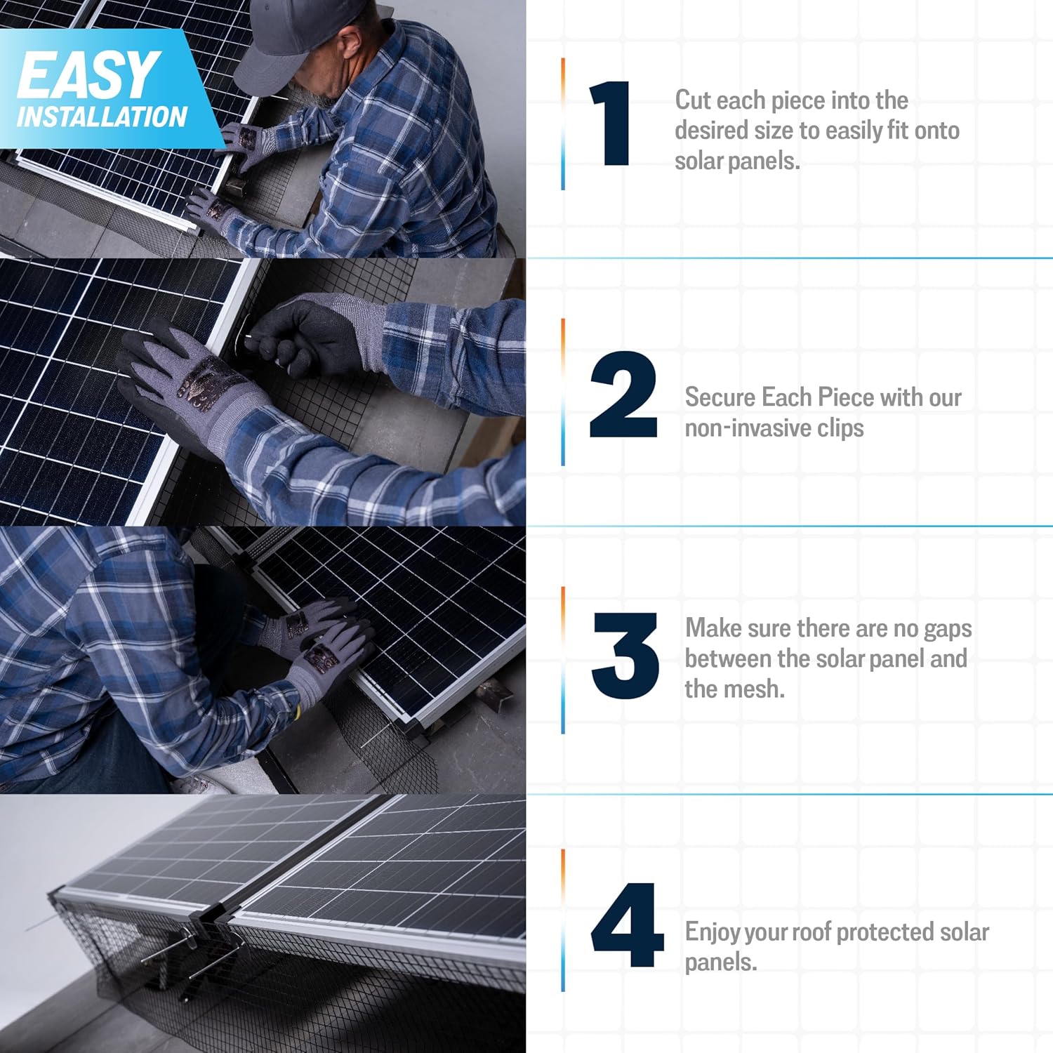 ROTAK Critter Guard - 6in x 100ft Solar Panel Bird Guard with Fastener Clips - Galvanized Black PVC Coated ½ inch Wire Roll Mesh (6