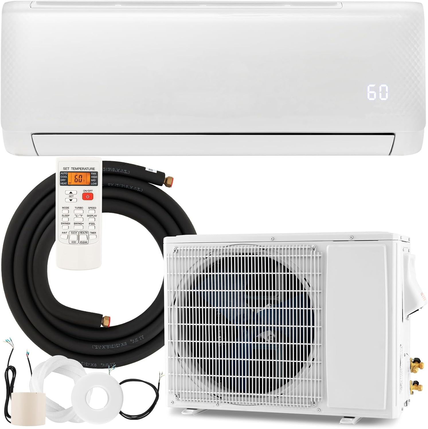ARLIME Mini Split AC/Heating System, 18000 BTU 21 SEER2 Energy Saving Split Air Conditioner w/ 1.5 Ton Heat Pump & Installation Kit, Washable Filter, Ductless AC Unit Cools Up to 1250 Sq.ft, 230V