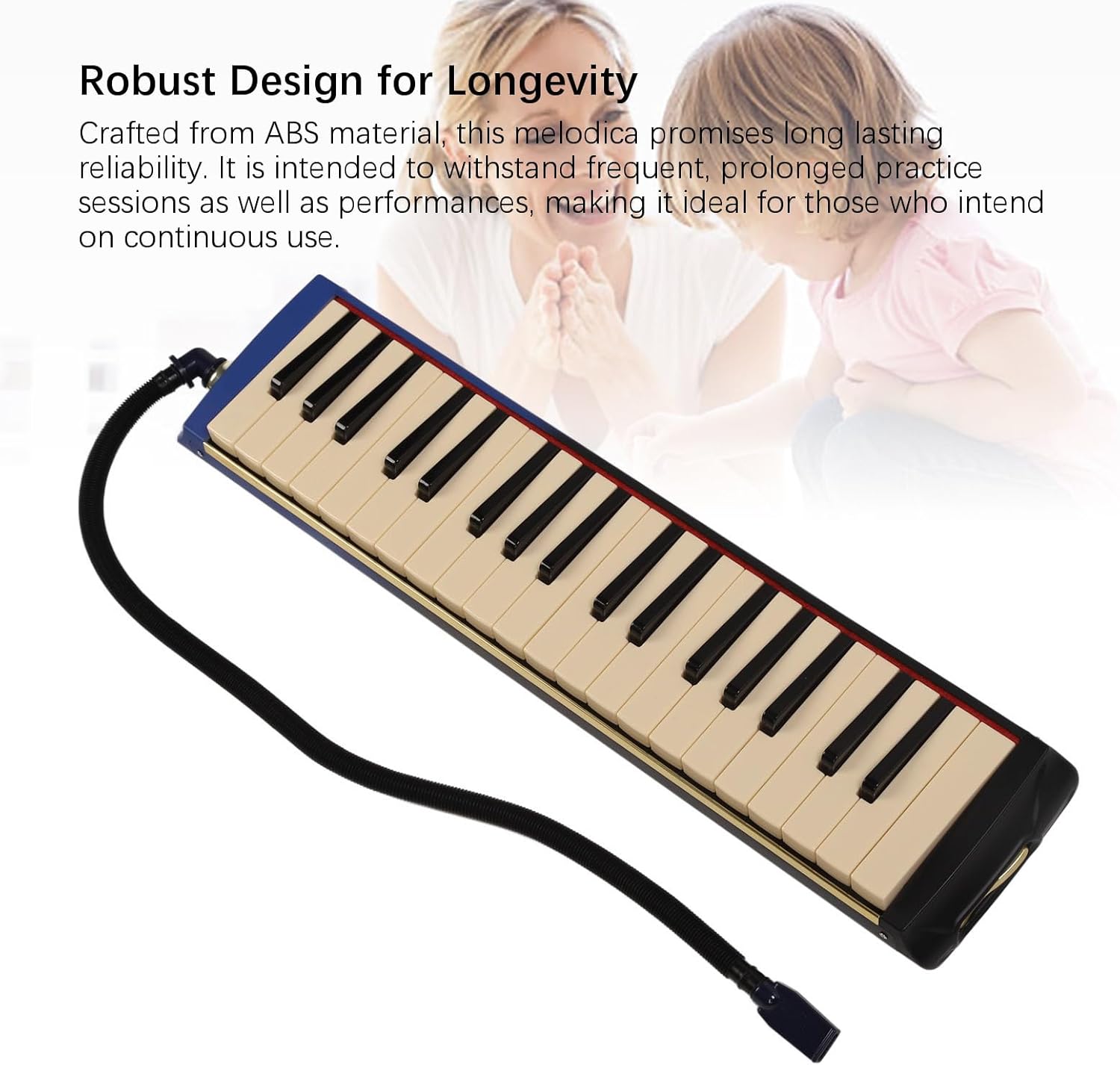 37 Key Melodica Instrument Piano, Professional Air Keyboard with Double Soft Tubes, Includes 2pcs Mouthpiece and Carrying Bag, ABS Material for Beginners and Music Performances