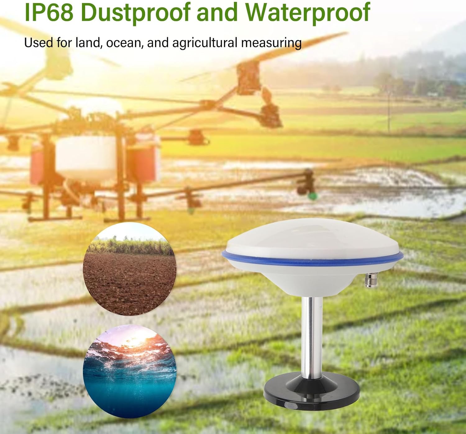 Receiver Antenna with Low Noise Amplifier, IP68 Grade, for Agriculture, Deformation, Navigation and Locating