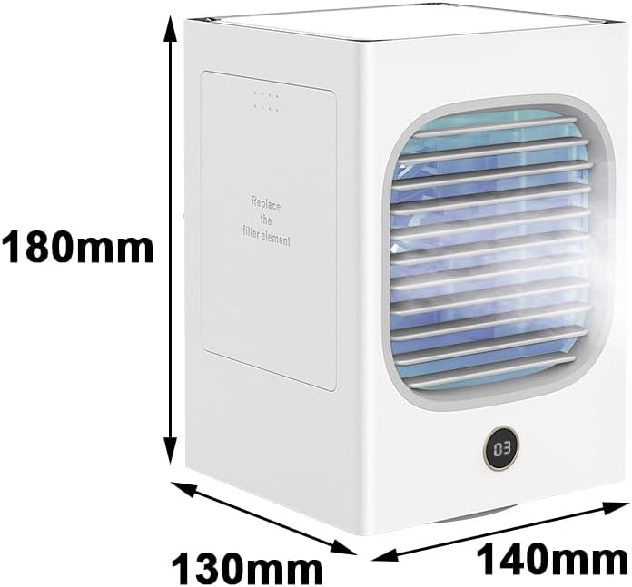 Portable Air Conditioner, Personal USB Rechargeable Cooling Fan with Digital Display, Automatic Head Shaking, Stay Cool and Comfortable, for Car Bedroom Office Home Tent Camping