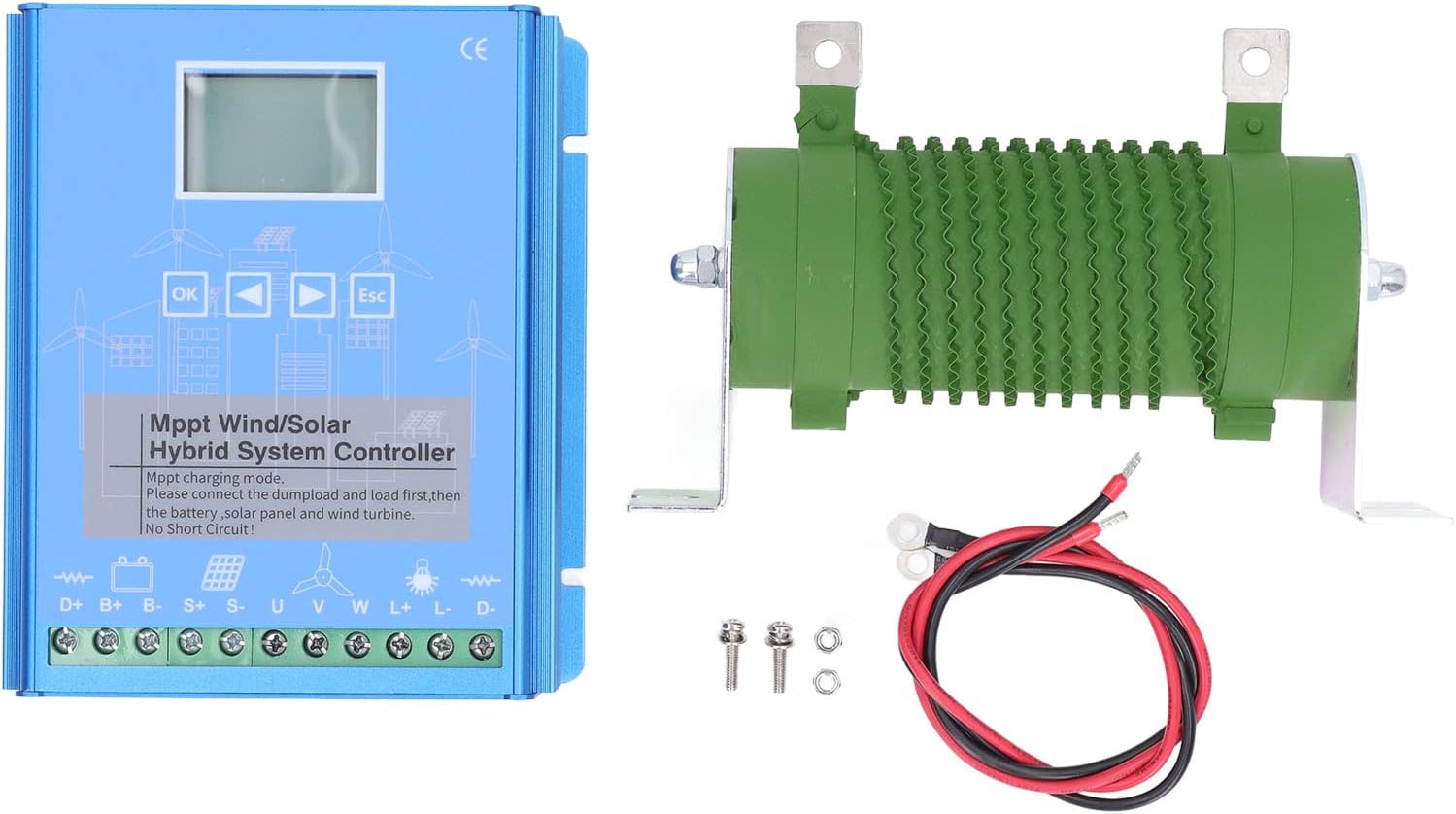 Wind Solar Hybrid Controller 12V 24V, MPPT PWM Charging Regulator with Unloading Resistor, 800W Wind 600W PV - Boost MPPT Technology, Large LCD Display, Reliable Multi - Protecti