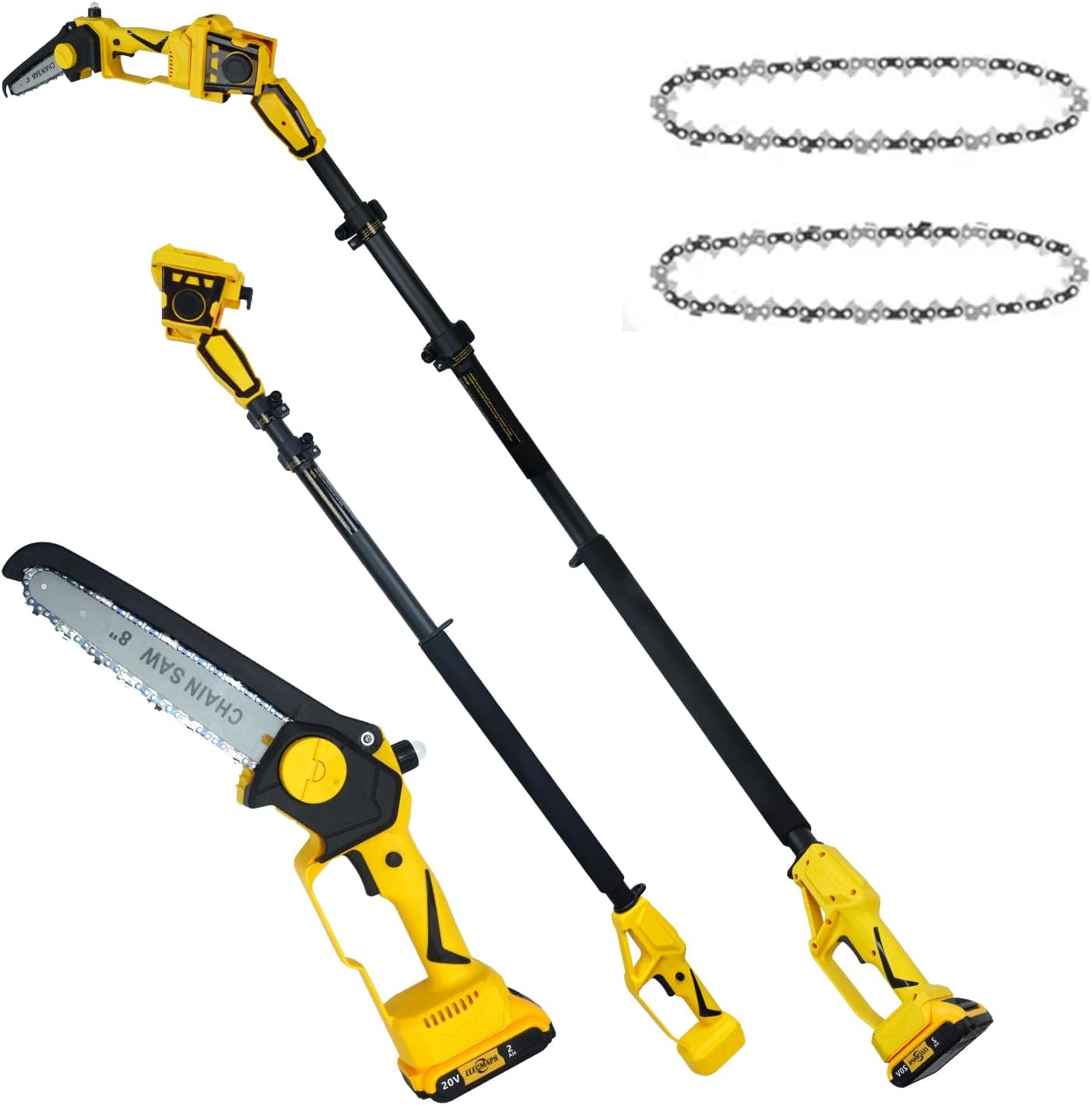 Cordless power tool 2-in-1 high pole saw set (Tools+Chain *2)