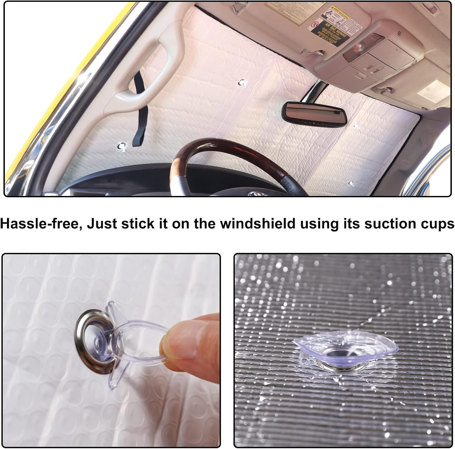 Car Full Windshield Sunshade Compatible with Toyota Tundra 2007-2021 Automotive 6Pcs Windshield Sunshades Foldable Reflective Sun Visor for UV Rays and Sun Heat Full Protect Car Interior Accessories