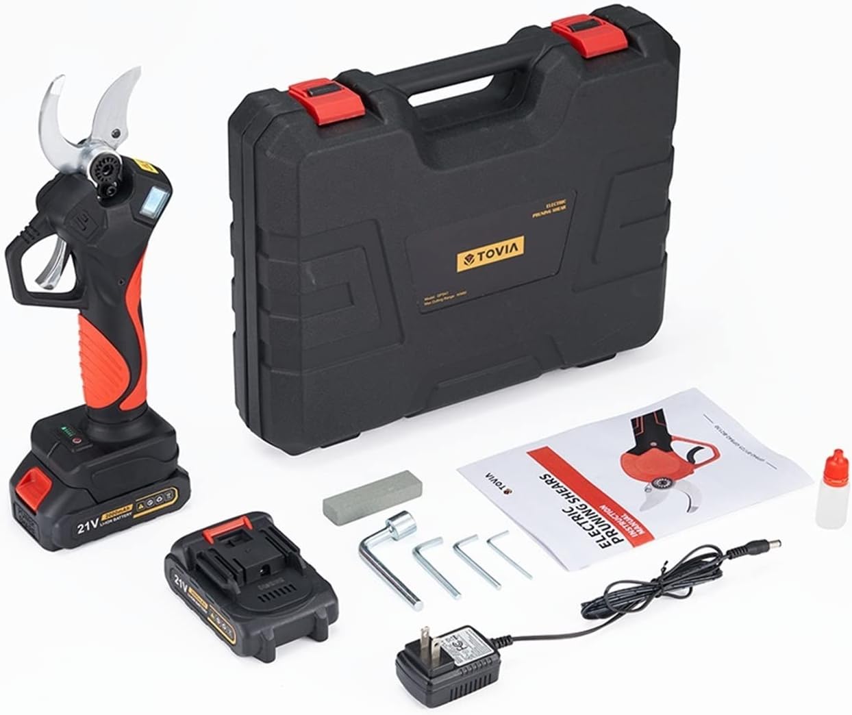 Electric Pruning Shears, 25mm/30mm/40mm Cordless Pruner Shear Efficient Fruit Tree Bonsai Pruning Electric Tree Branches Cutter 16.8V/21V Battery