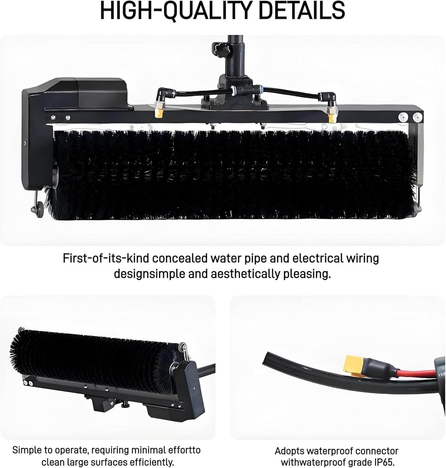 Telescopic Rod PV Panel Wash Cleaning Machine, Solar Photovoltaic Panel Cleaning Brush, Adjustable Length, Solar Panel Cleaning Equipment 24.6FT Battery