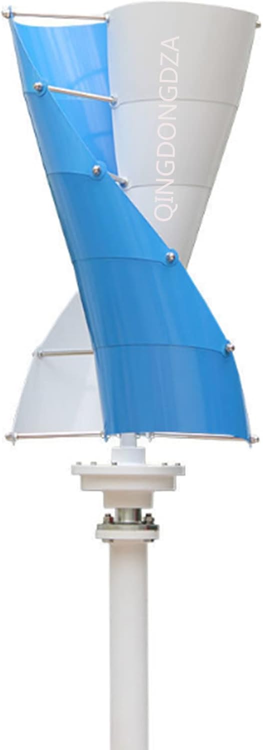 4000W Spiral 10 Blades Vertical Wind Turbine,12V 24V 48V 220V AC Permanent Magnet Wind Turbine Suitable for Household Power Generation, Camping, Boat Use(Blue)