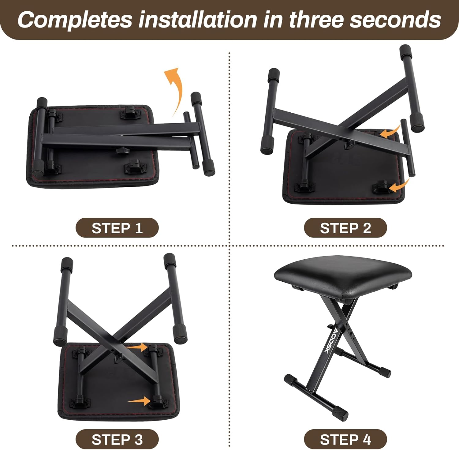 AODSK 88 Key keyboard piano, Portable Digital Piano with Wooden stand Set+AODSK Keyboard Bench X-Style Cushion Padded