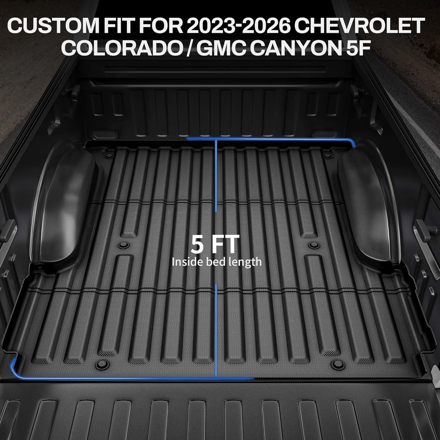 OEDRO Truck Bed Mat Fit for 2023-2026 Chevy Colorado/GMC Canyon 5FT, All Weather TPE Bed Liner Tailored Fit for Chevy Colorado 5FT Protection Accessories, Anti-Slip Pickup Car Cargo Trunk Liner