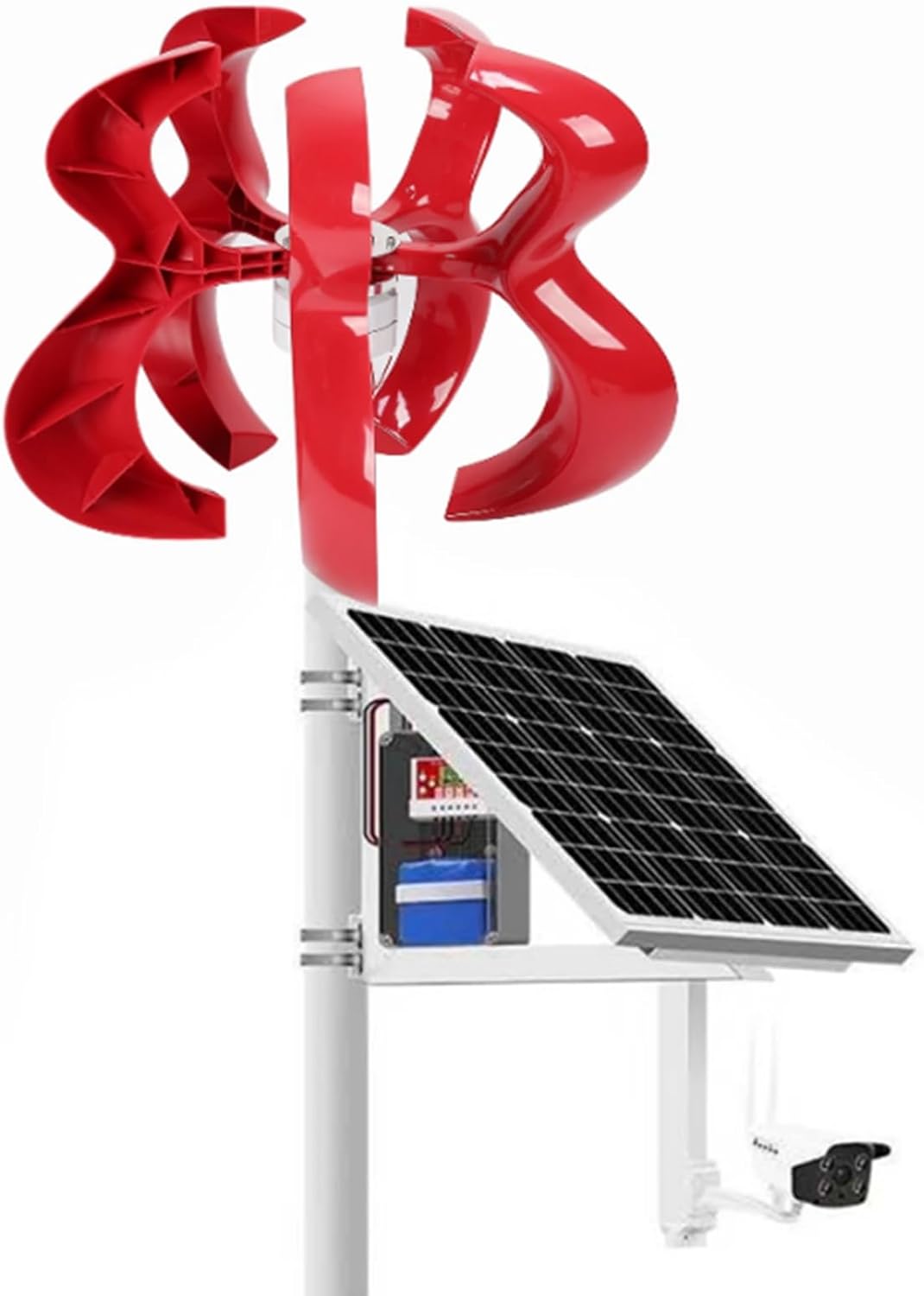 100W-3000W Red Vertical Wind Turbine Generator Kit, AC 12V 24V 48V Start Speed Wind Turbine Generator with Controller 5 Blades for Outdoor Street Lights