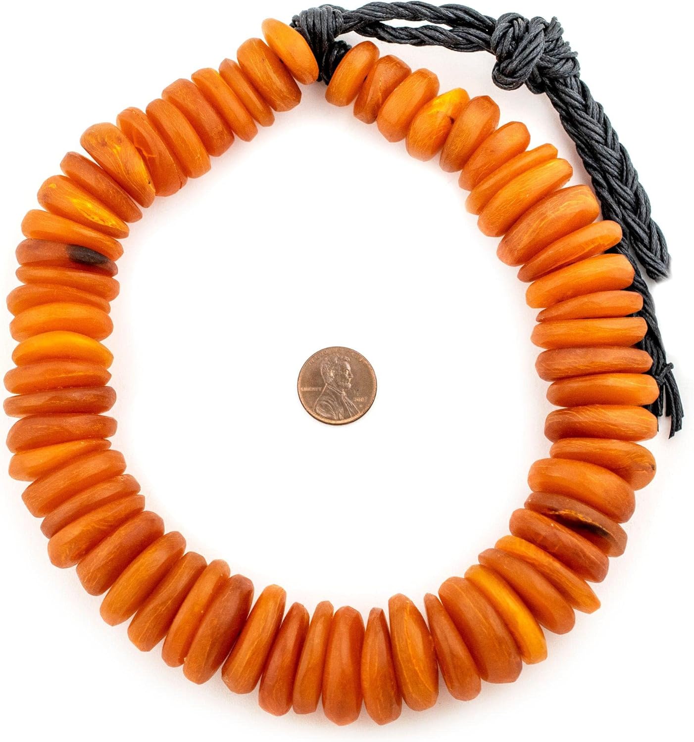 The Bead Chest Textured Moroccan Horn Beads 22mm Morocco African Orange Disk 16 Inch Strand Handmade