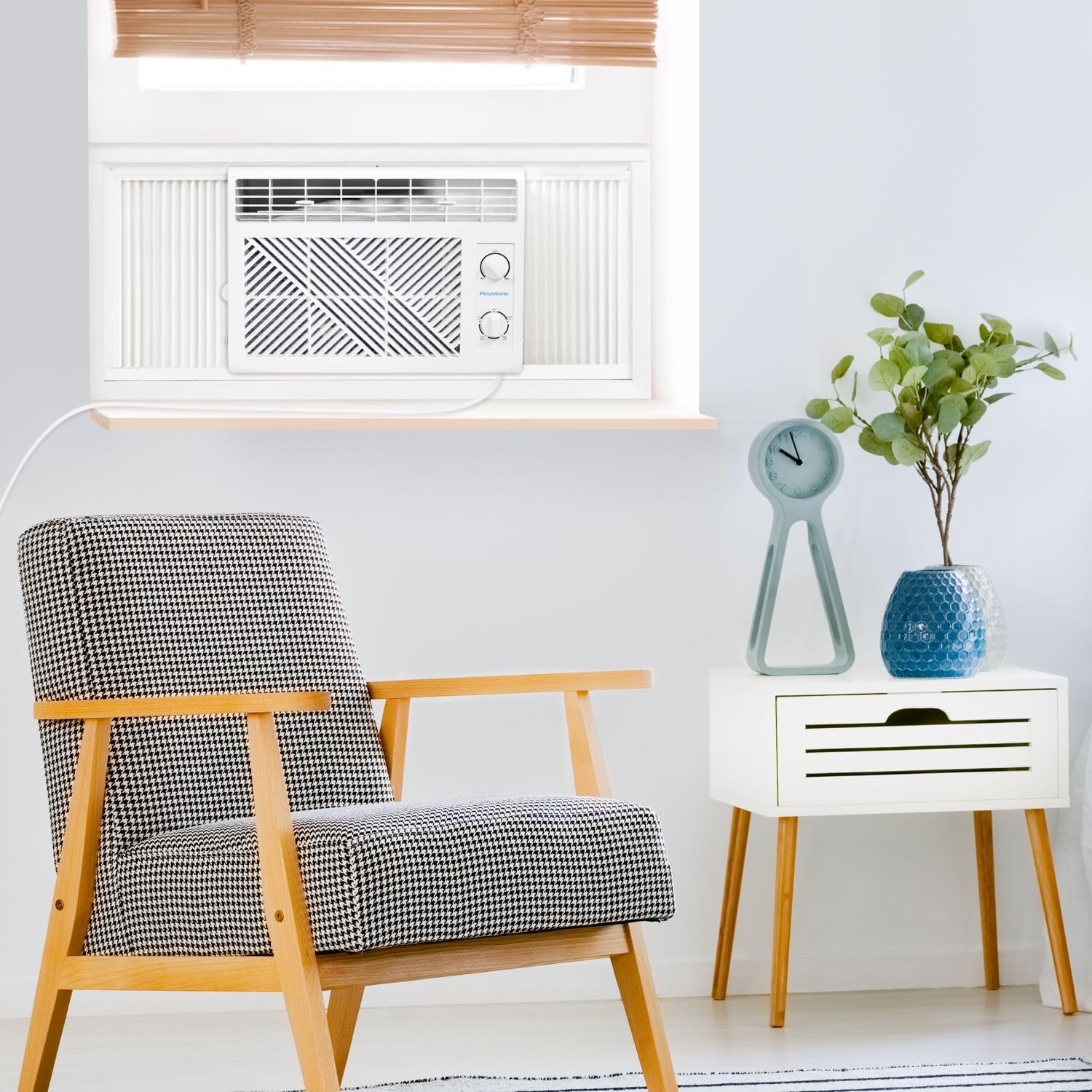 Keystone 5,050 BTU Window Mounted Air Conditioner, 115V, Window Air Conditioner for Apartment, Living Room, Bathroom and Rooms up to 150 Sq.Ft., White