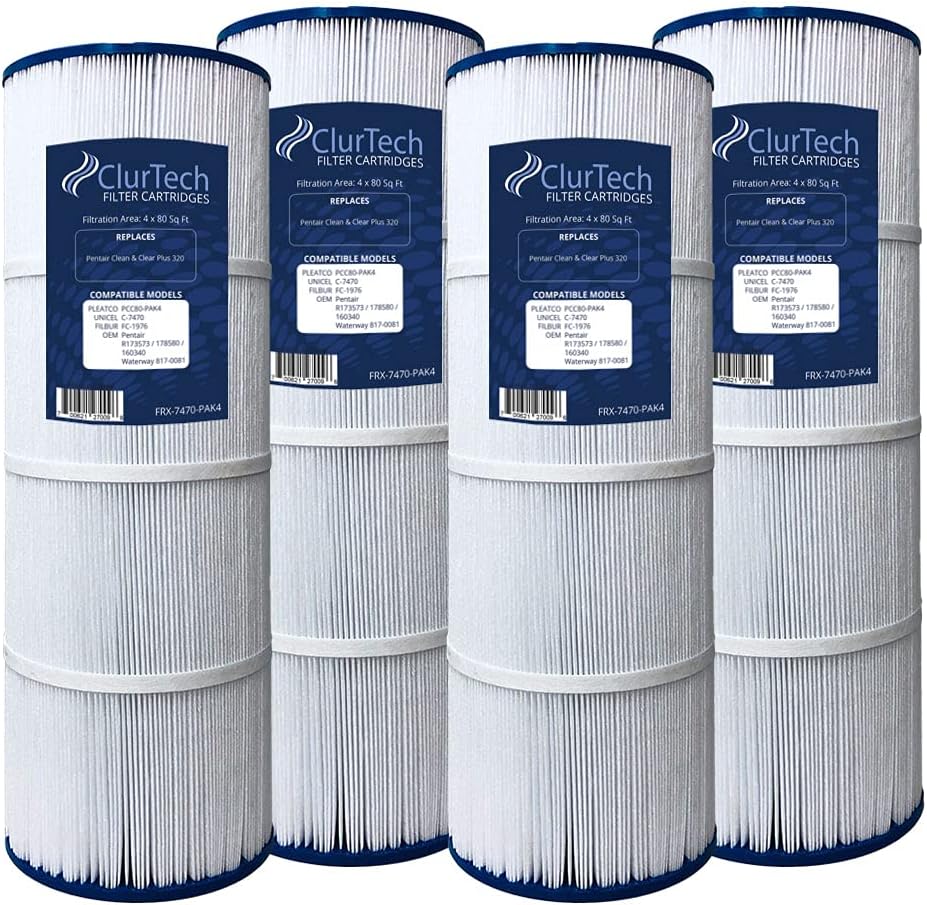 FRX-7470-PAK4 4 Pack Pentair Clean & Clear Plus 320 Replacement Pool or Spa Filter Cartridge, White