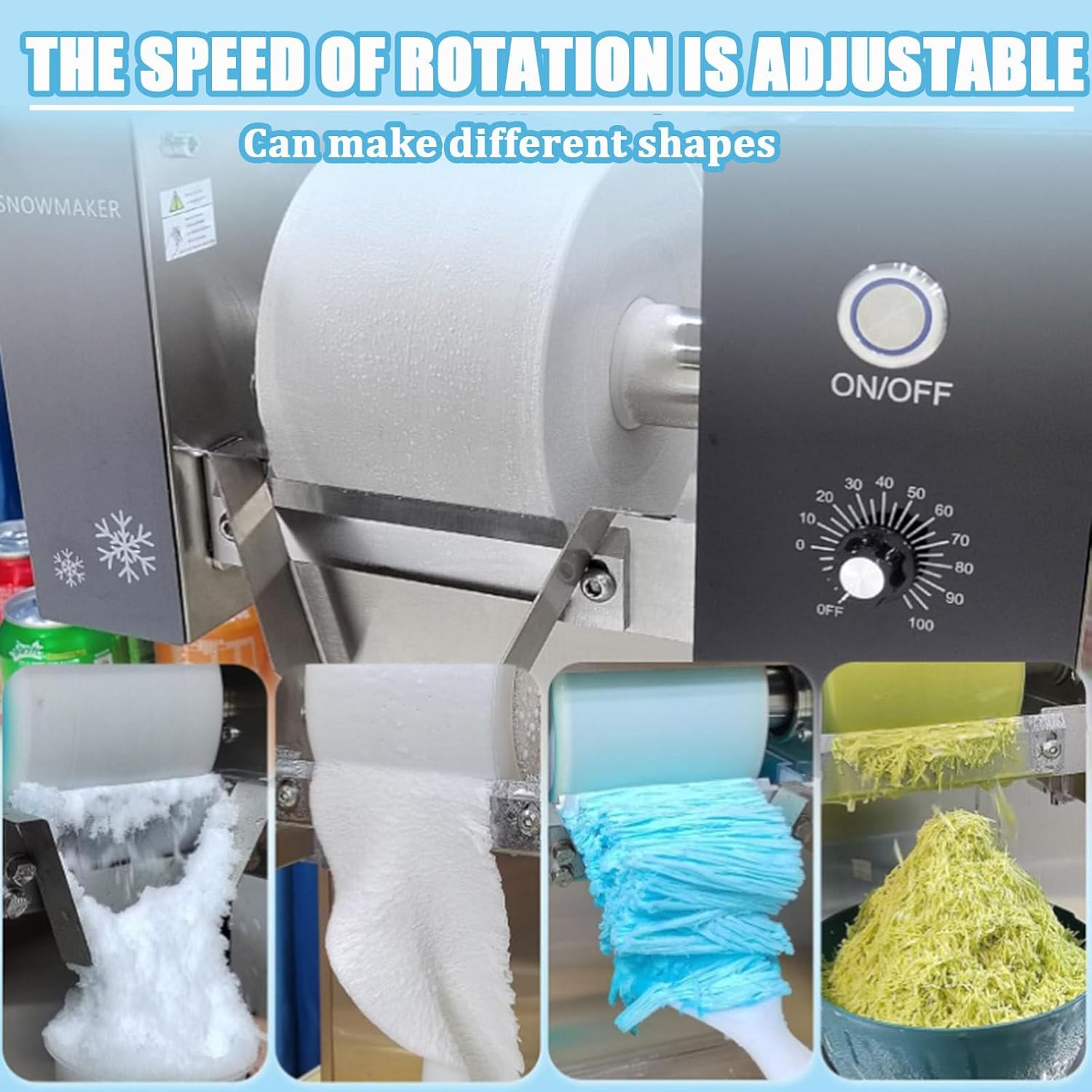 Commercial Automatic Electric Ice Crush Machine, Snow Cone Shaver, Snowflake Ice Machine, Air Cooling for Home, Food Truck, Restaurant, Milktea Shops,etc,800w