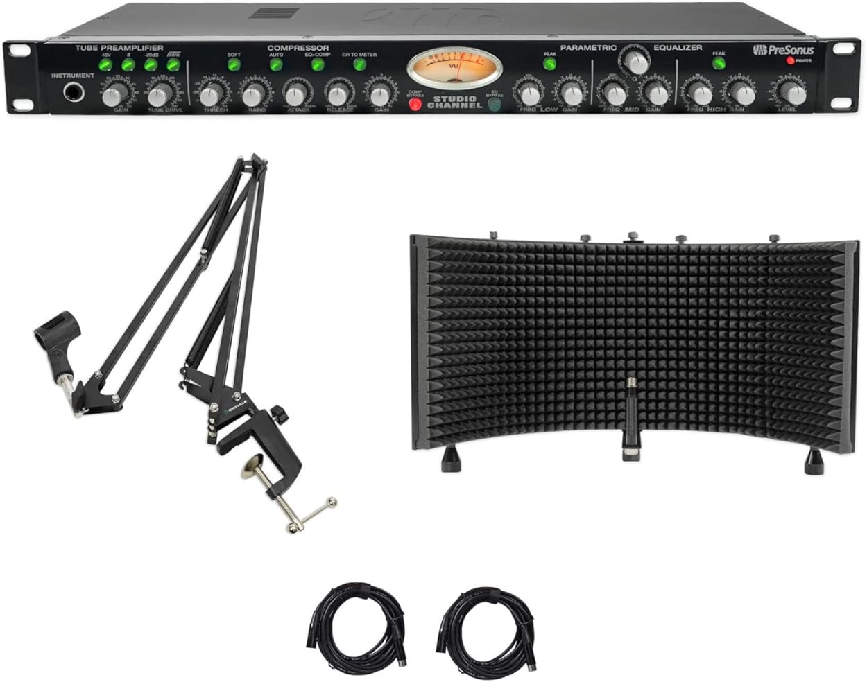 Presonus StudioChannel Recording Vacuum Tube Mic Preamp Strip Bundle with Rockville DMS40 40