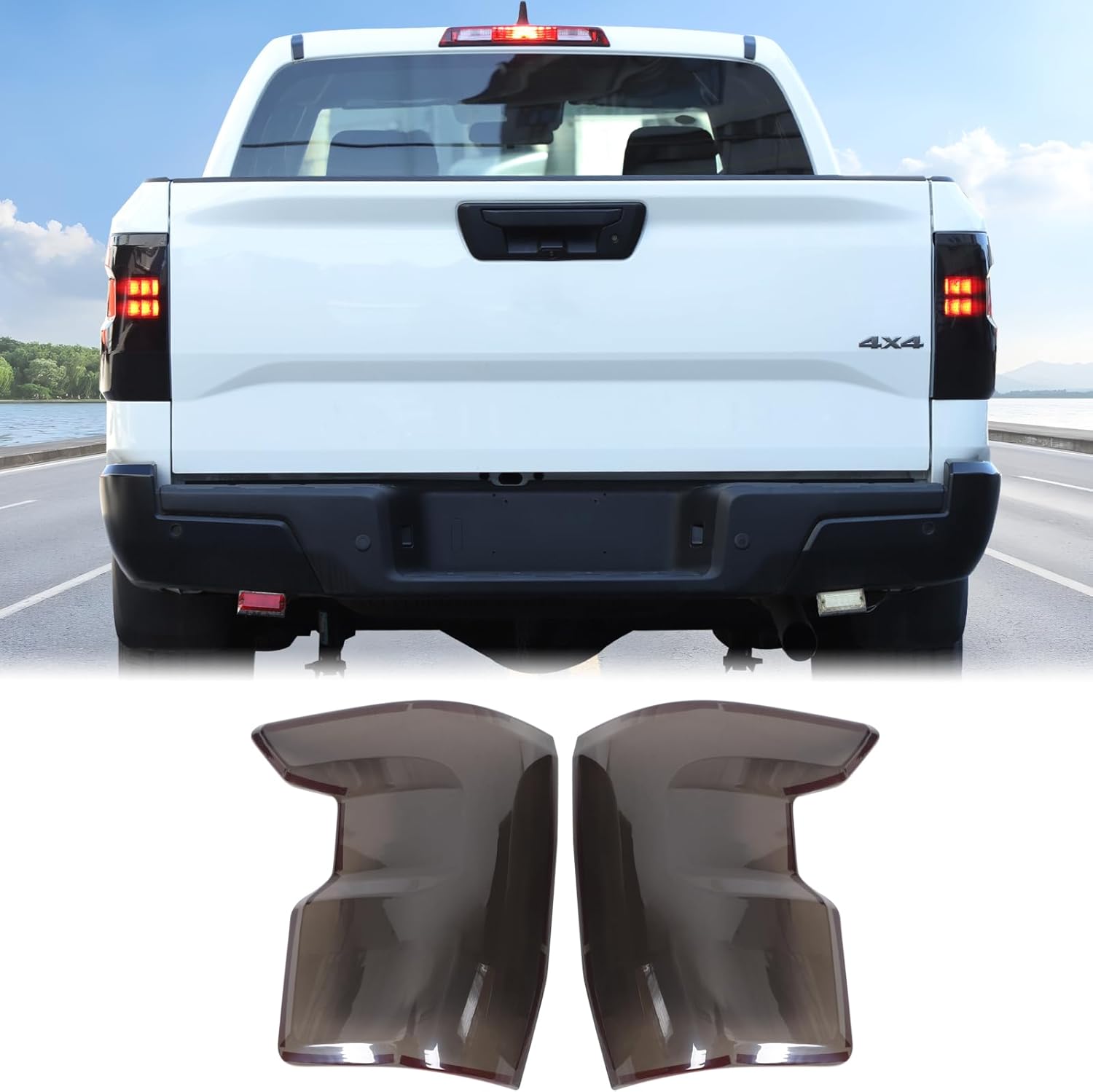 Aunginsy Tail Light Lamp Cover Compatible with Nissan Frontier 2022-2025 Rear Taillight Lamp Cover Shell Shade Smoked Black Frame Bezels Trim Cover Rear Headlight Protection Cover Exterior Accessories