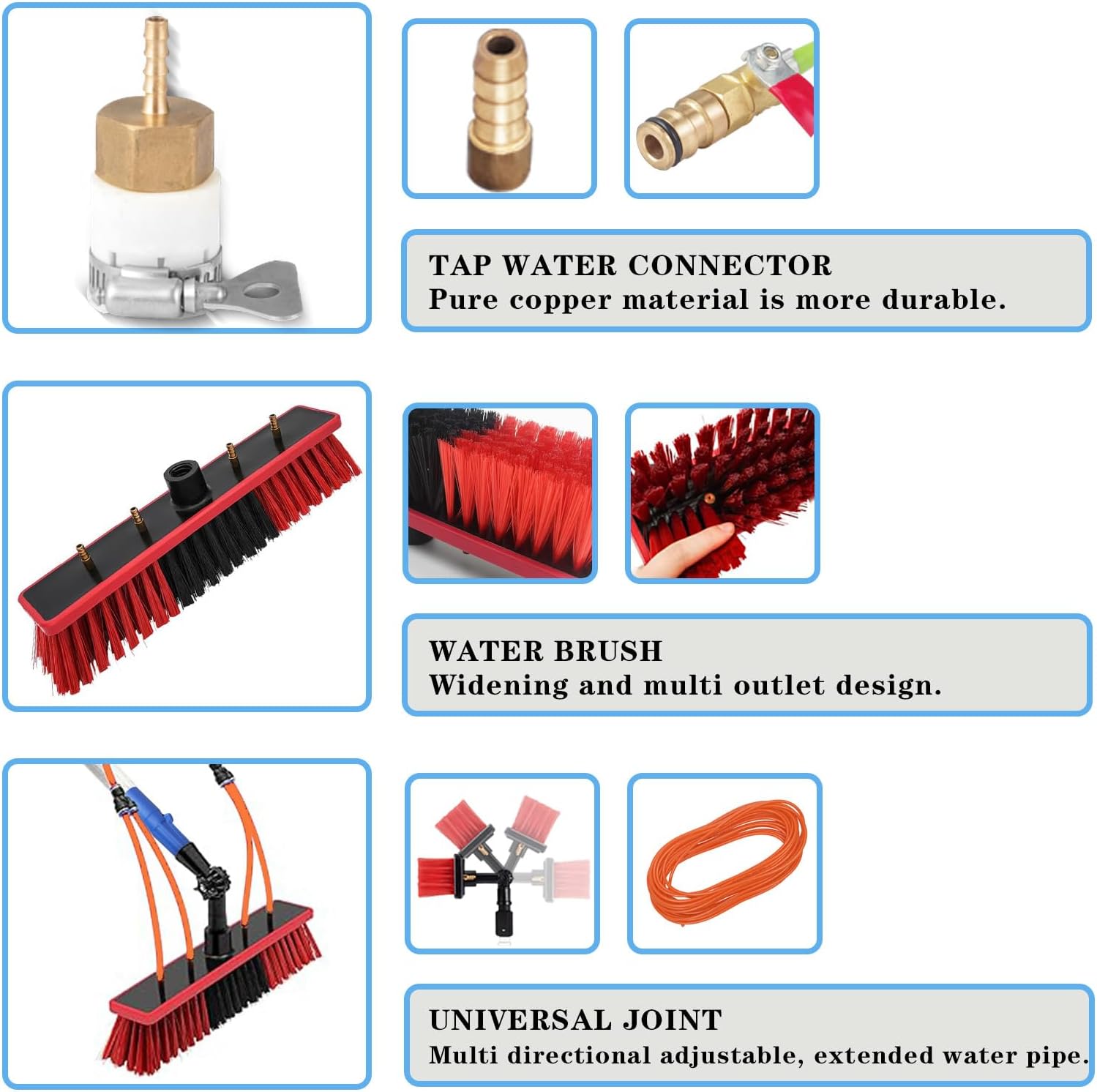 35FT Water Fed Pole Kit Adjustable Solar Panel Cleaning Kit Cleaner Tool for Window Glass Roof Outdoor Glass Brush Window Washing Equipment (35FT)