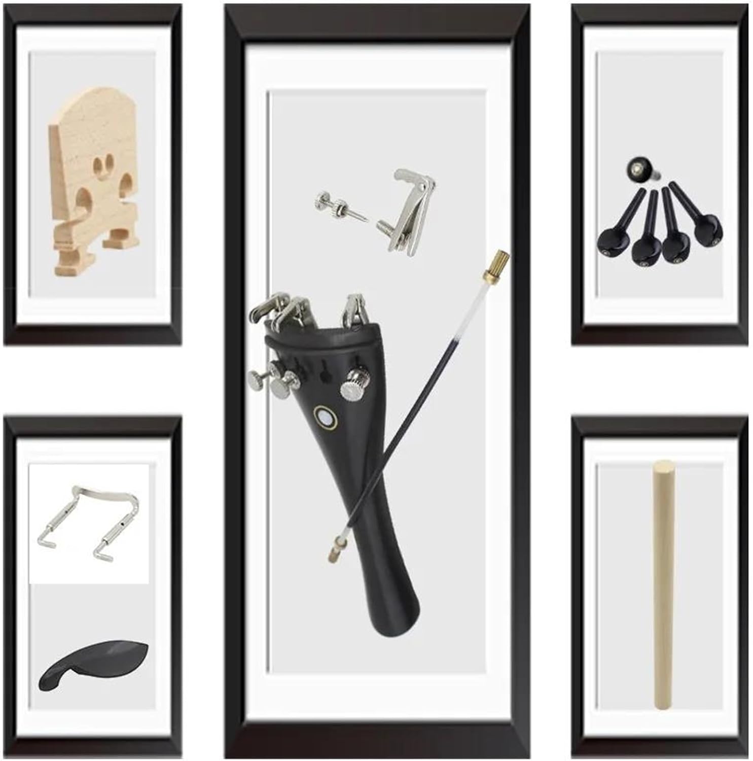 BABYCE violin accessories for beginners 15 Pcs Violin Accessories Per Set 4/4 Ebony Accessory Cable, Chin Rest, Peg And Other Violin Musical Instrument Accessories