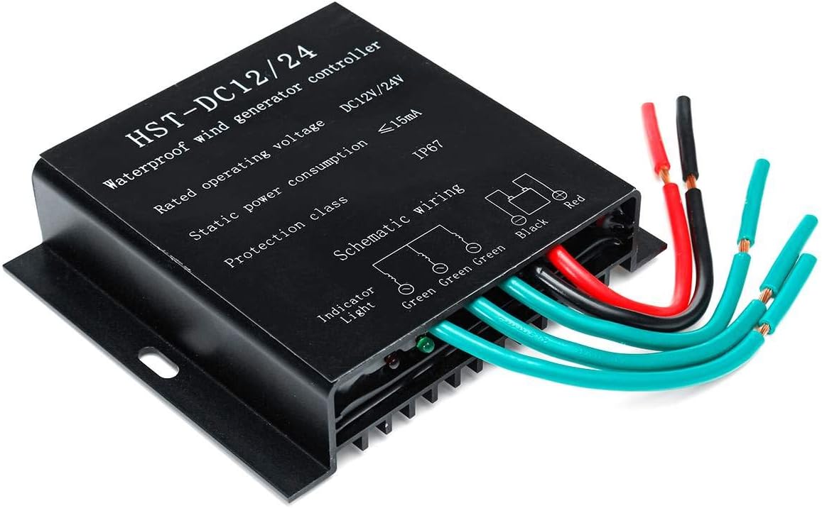 Waterproof 12V 24V 48V Wind Turbine Controller, 2000W-8000W MPPT Wind Charge Controller Regulator Suitable for Wind/Solar Panels(Black),48V