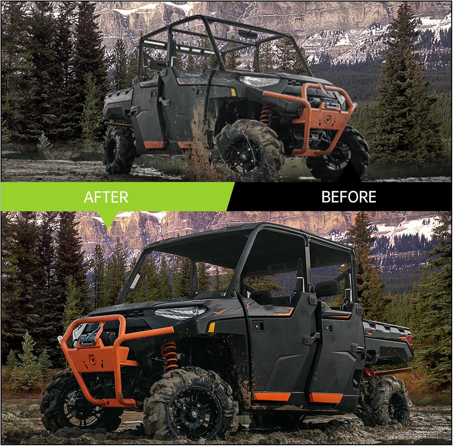 Roof Top for Ranger XP 1000 Crew, 4-Piece Combined Sport Roof Compatible with Polaris Ranger Crew XP 1000 2017-2024 Accessories Replace #2889223 Dustproof Resistant Hard Coat Poly Sun Visor