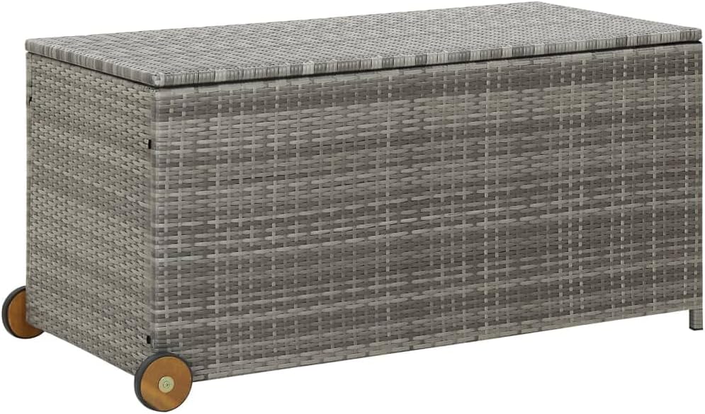 Outdoor storage Outdoor pillow storage Deck storage box Garden storage box Pool storage box Rattan storage Pool toy storage Patio Storage Box Light Gray 47.2