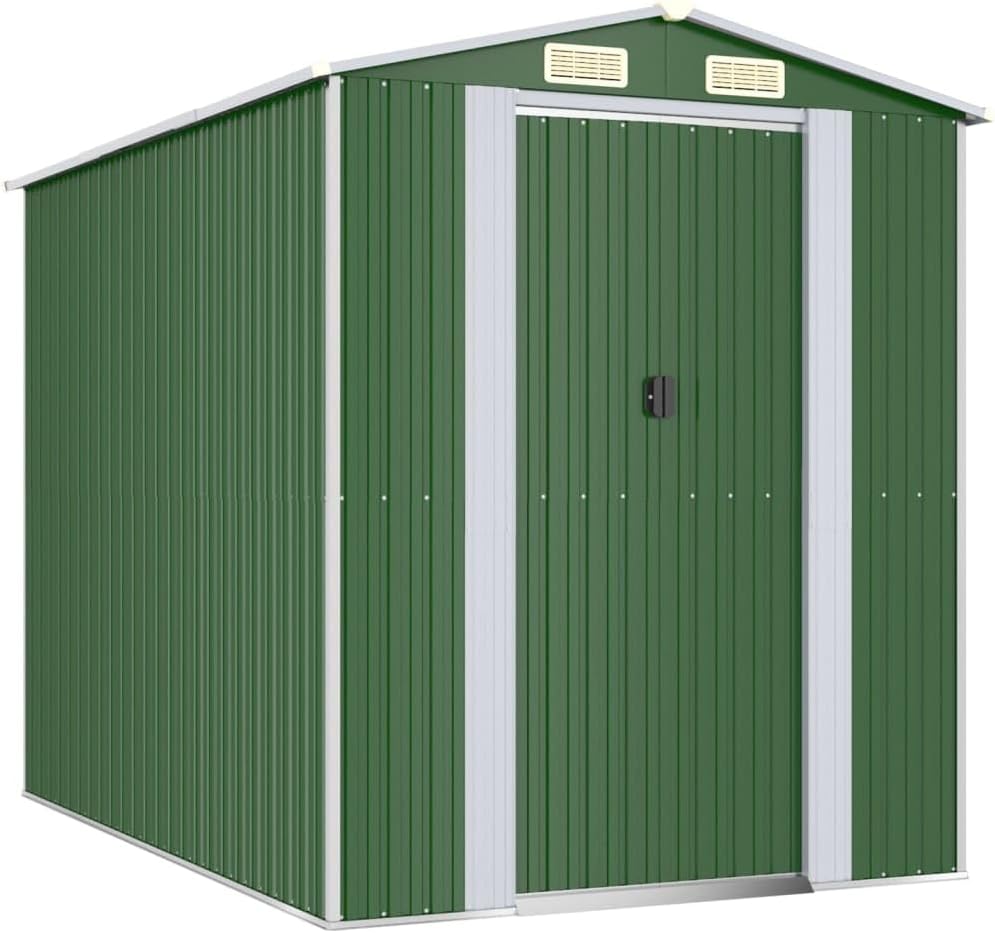 vidaXL Galvanized Steel Garden Shed - Durable and Weather-Resistant Tool Storage - Green (75.6
