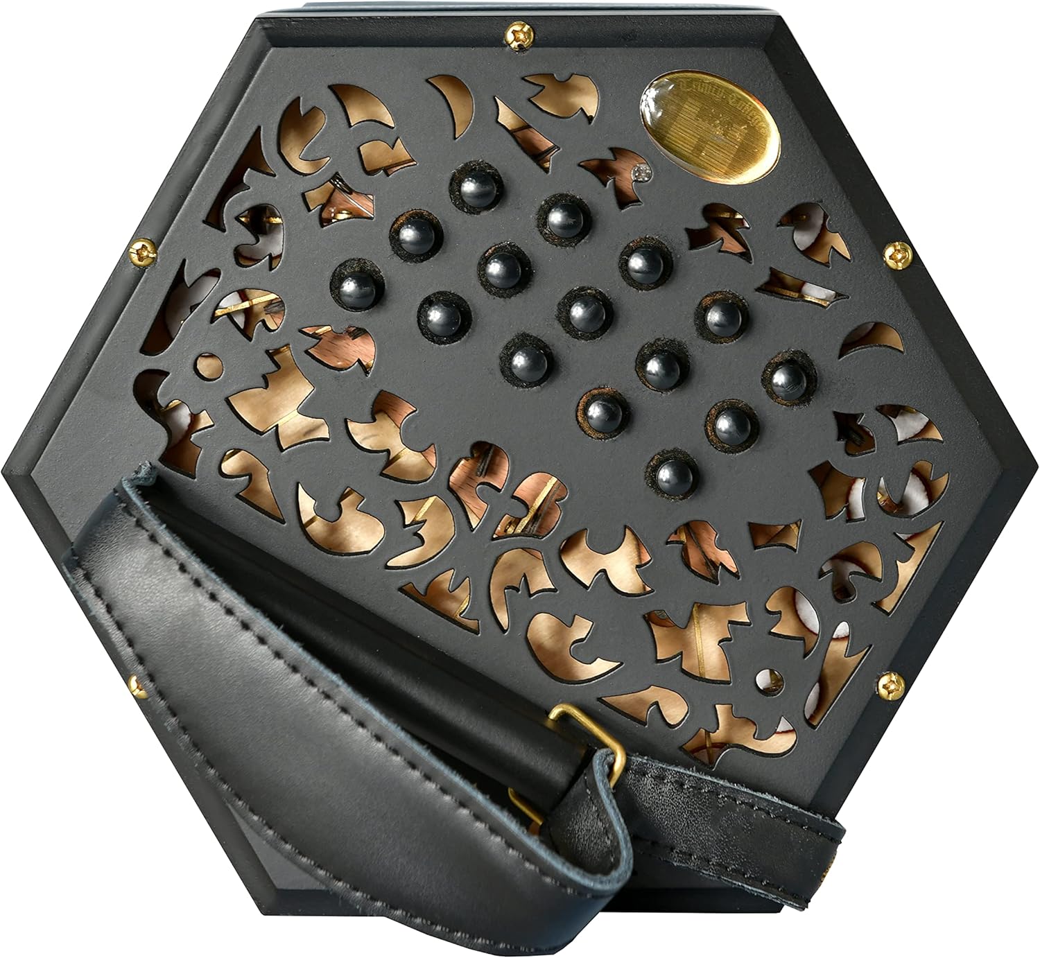 Trinity College AP-3530A Anglo-Style 30-Button Concertina – Satin Black – Leather Bellows, Brass Reeds & Hard Case